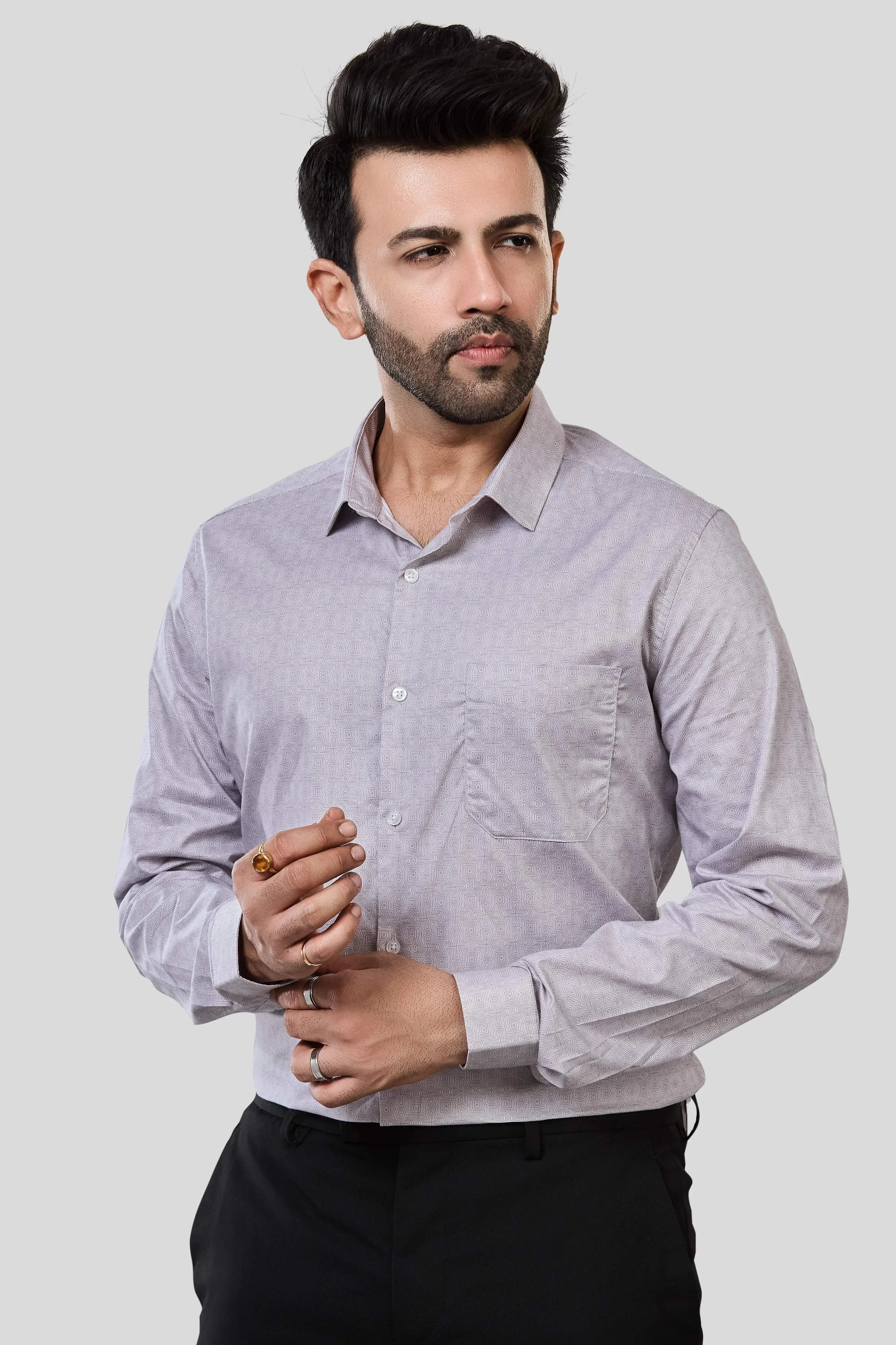 Jonesburg Men's Printed Slim Fit Formal Shirt | Grocsy