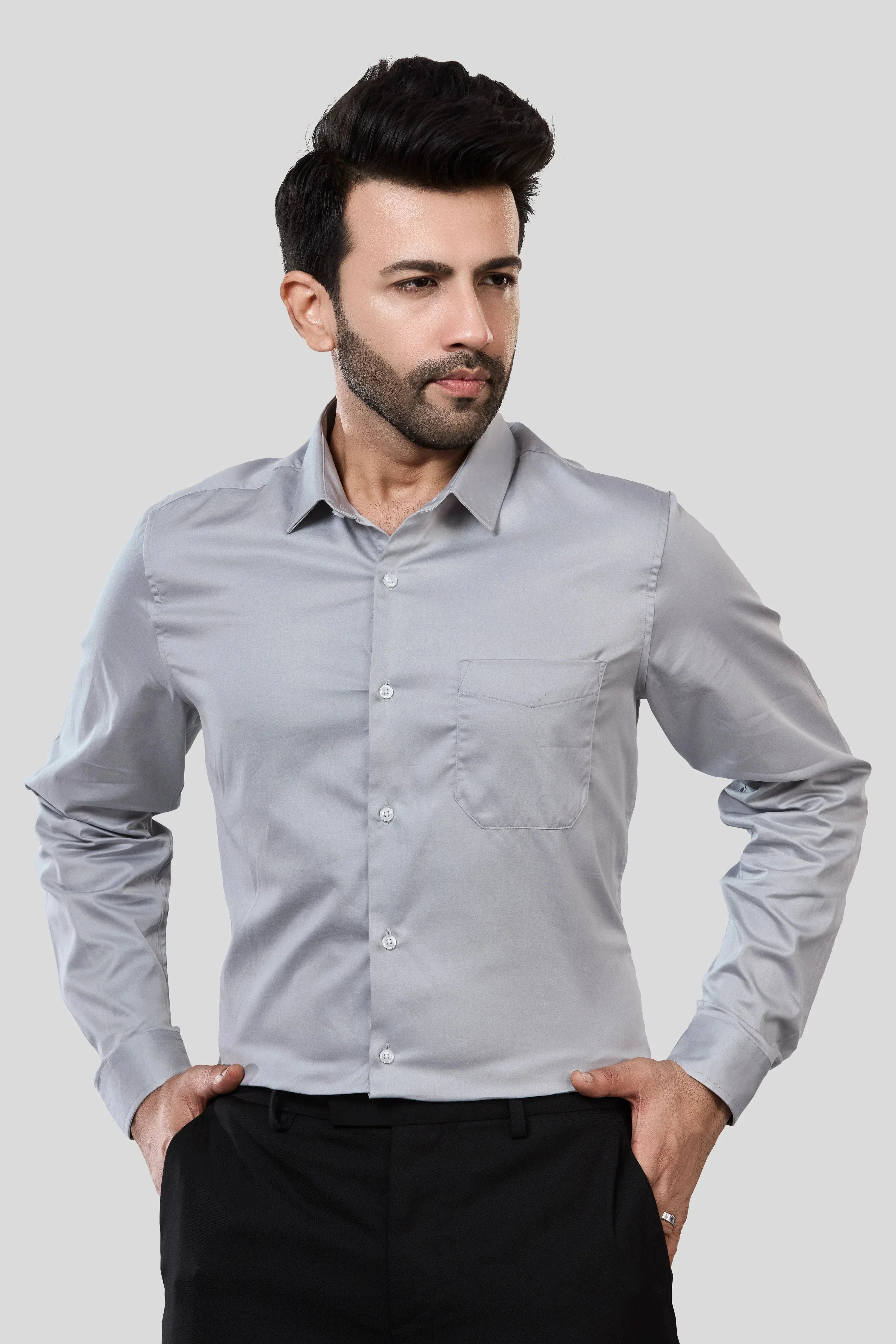 Jonesburg Men's Solid Slim Fit Formal Shirt | Grocsy