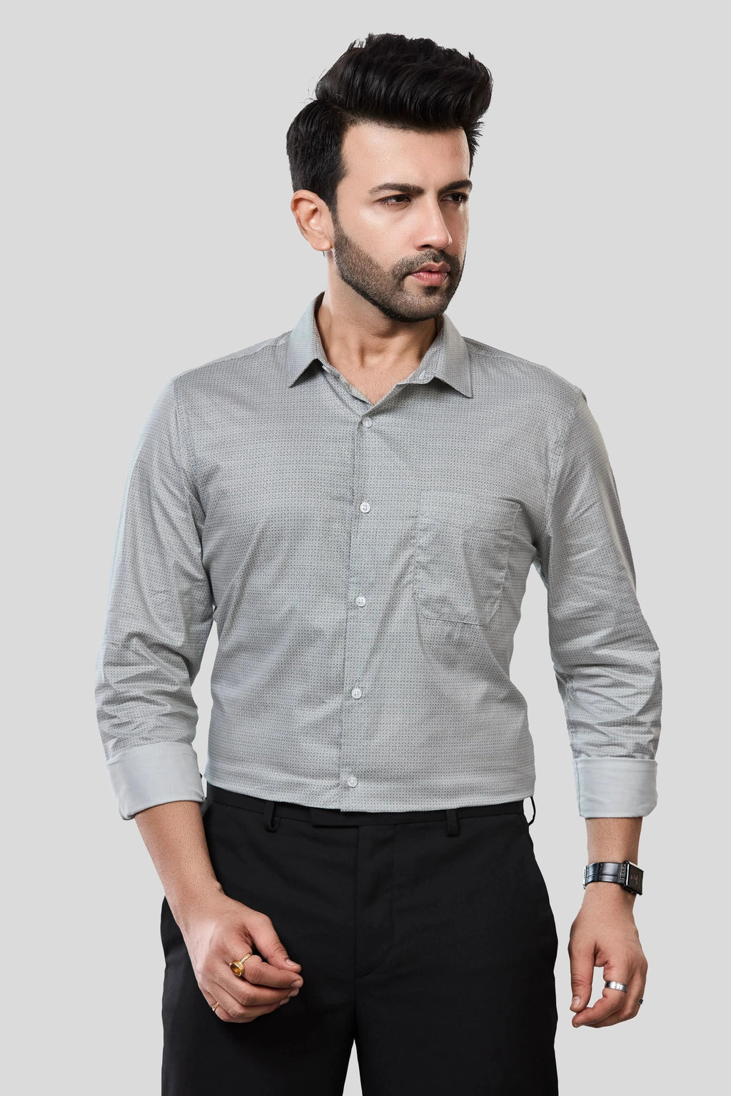 Jonesburg Men's Printed Slim Fit Formal Shirt | Grocsy