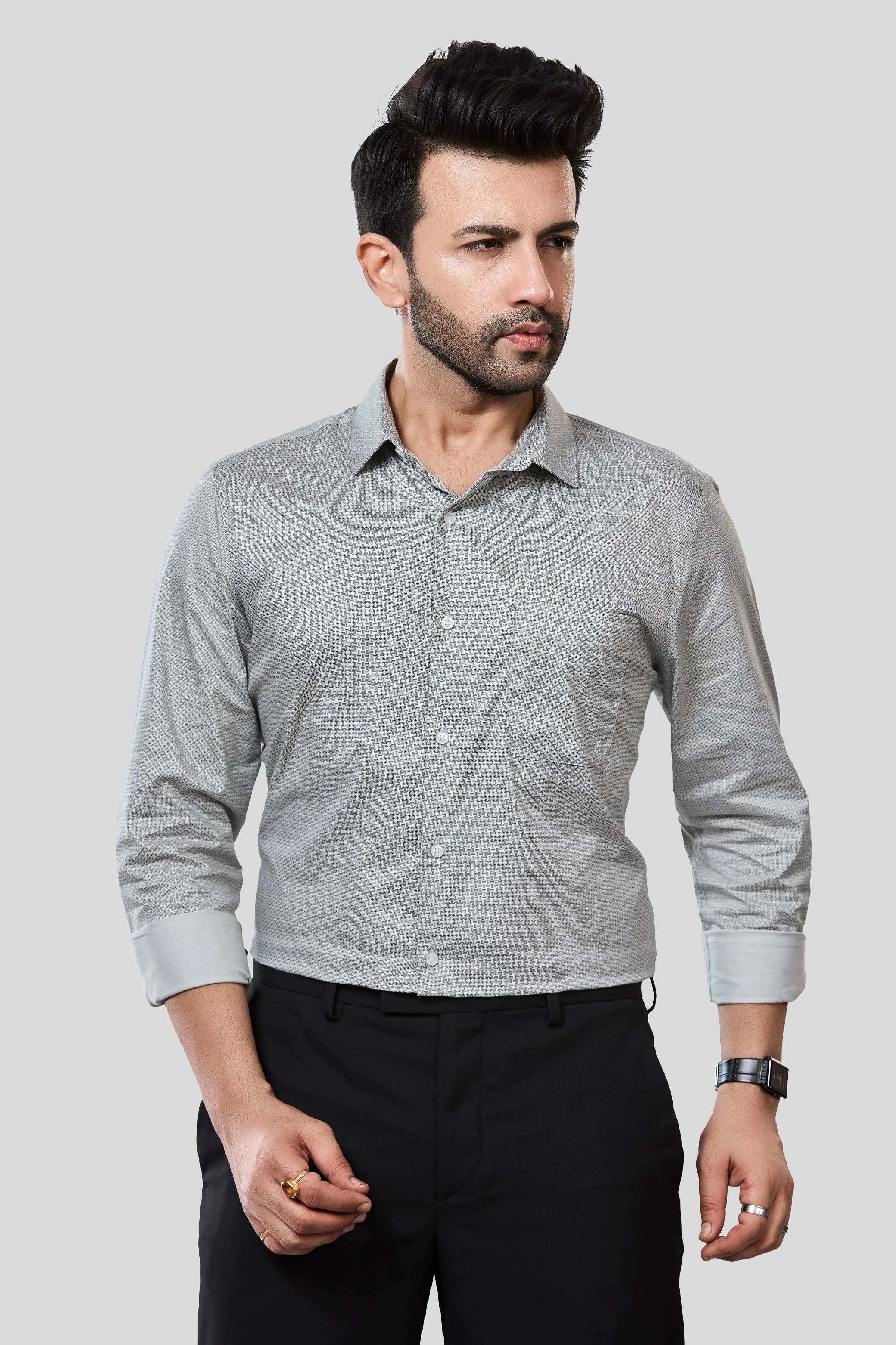 Jonesburg Men's Printed Slim Fit Formal Shirt | Grocsy