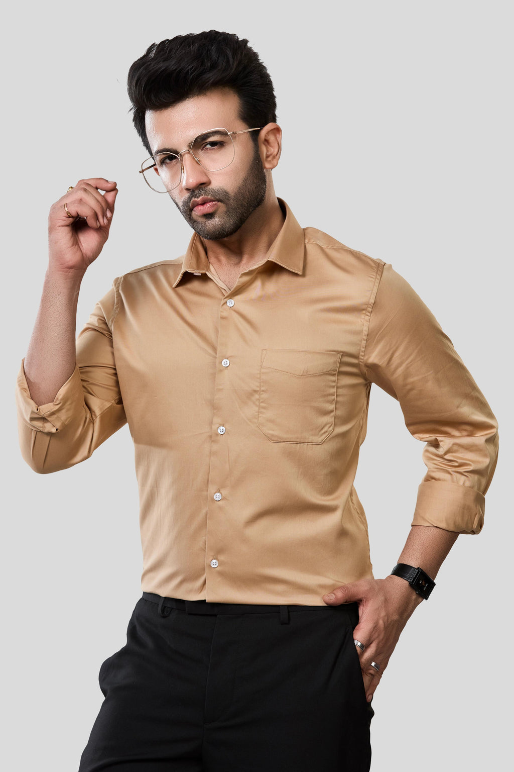 Jonesburg Men's Solid Slim Fit Formal Shirt | Grocsy