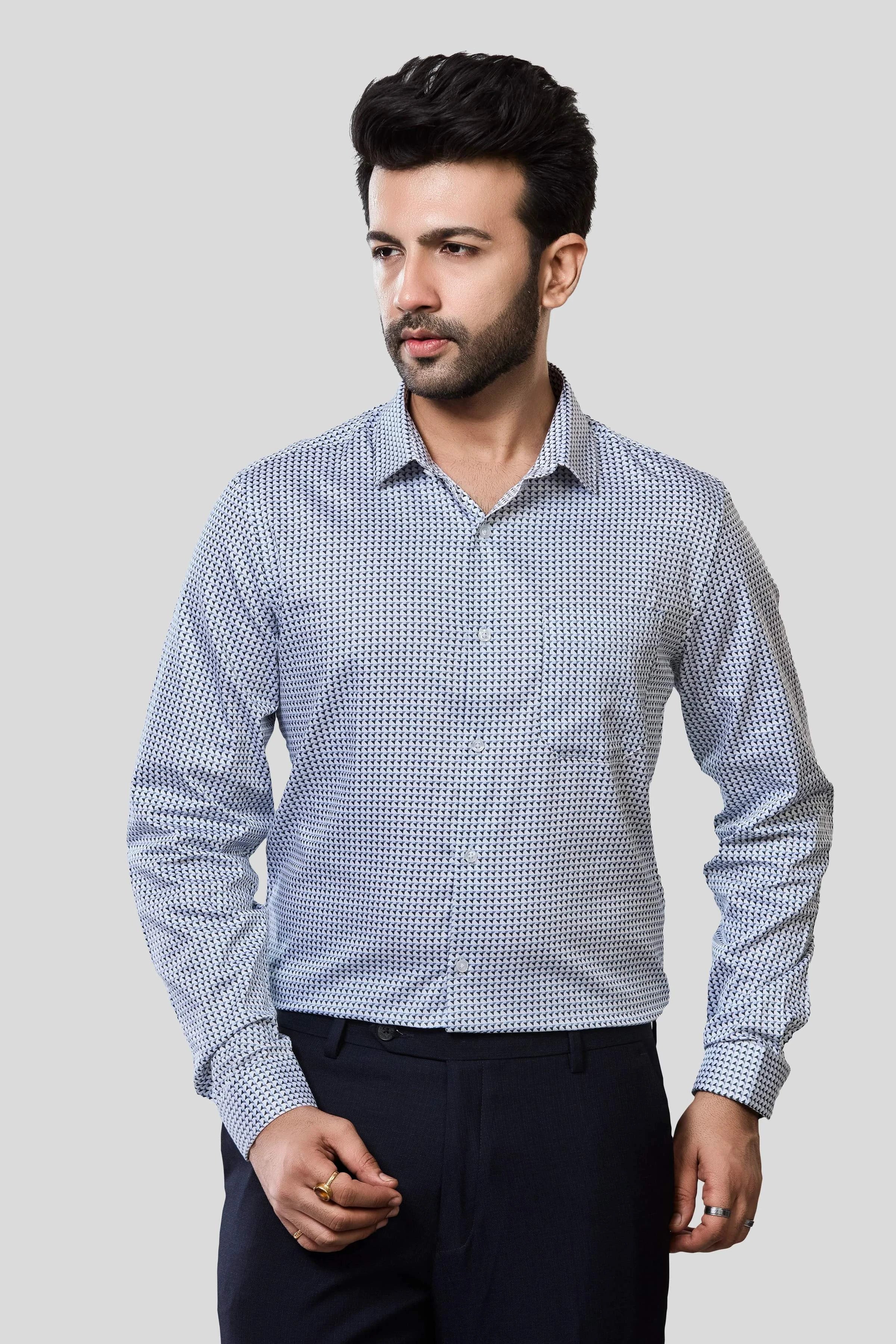 Jonesburg Men's Printed Slim Fit Formal Shirt | Grocsy