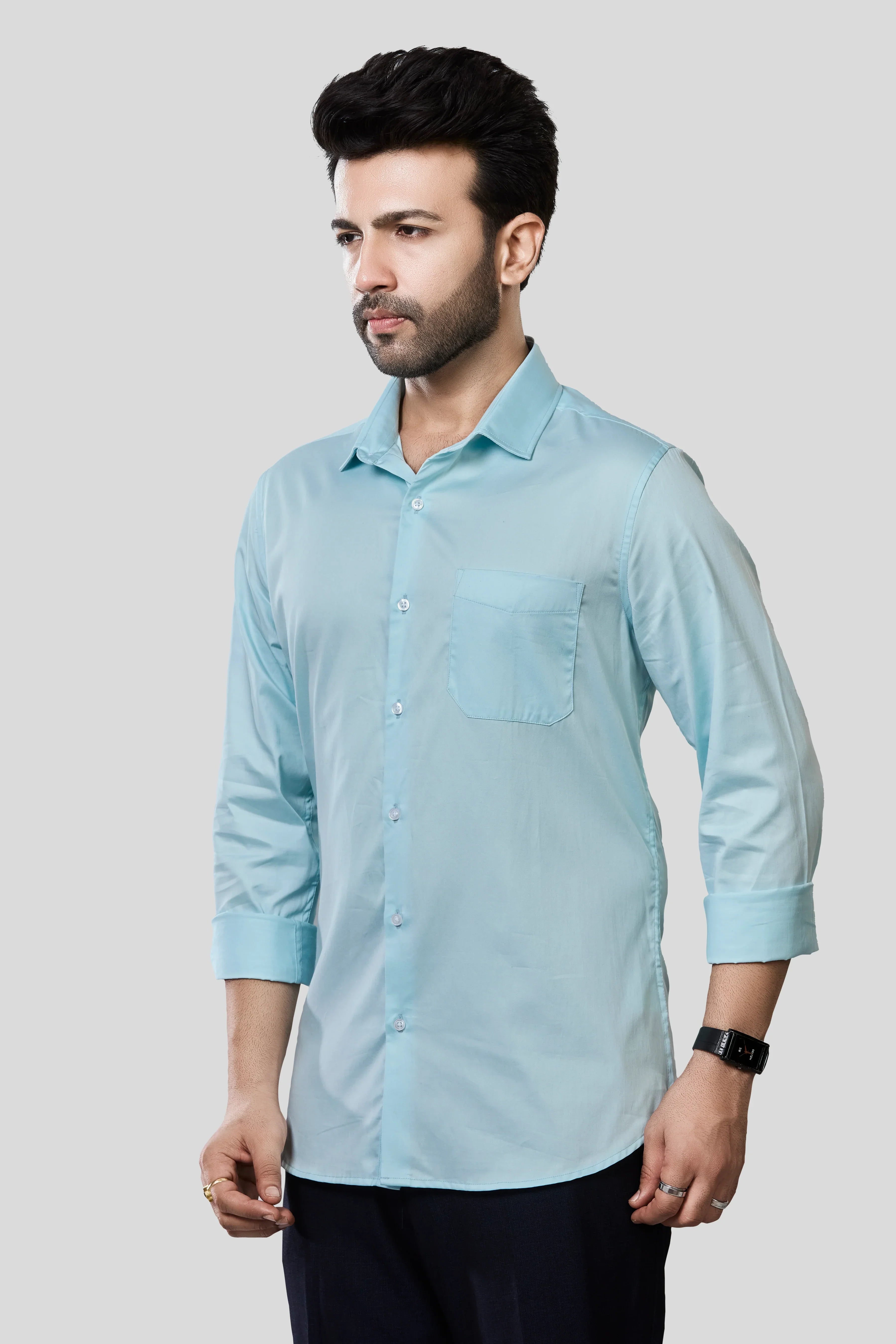Jonesburg Men's Solid Slim Fit Formal Shirt | Grocsy