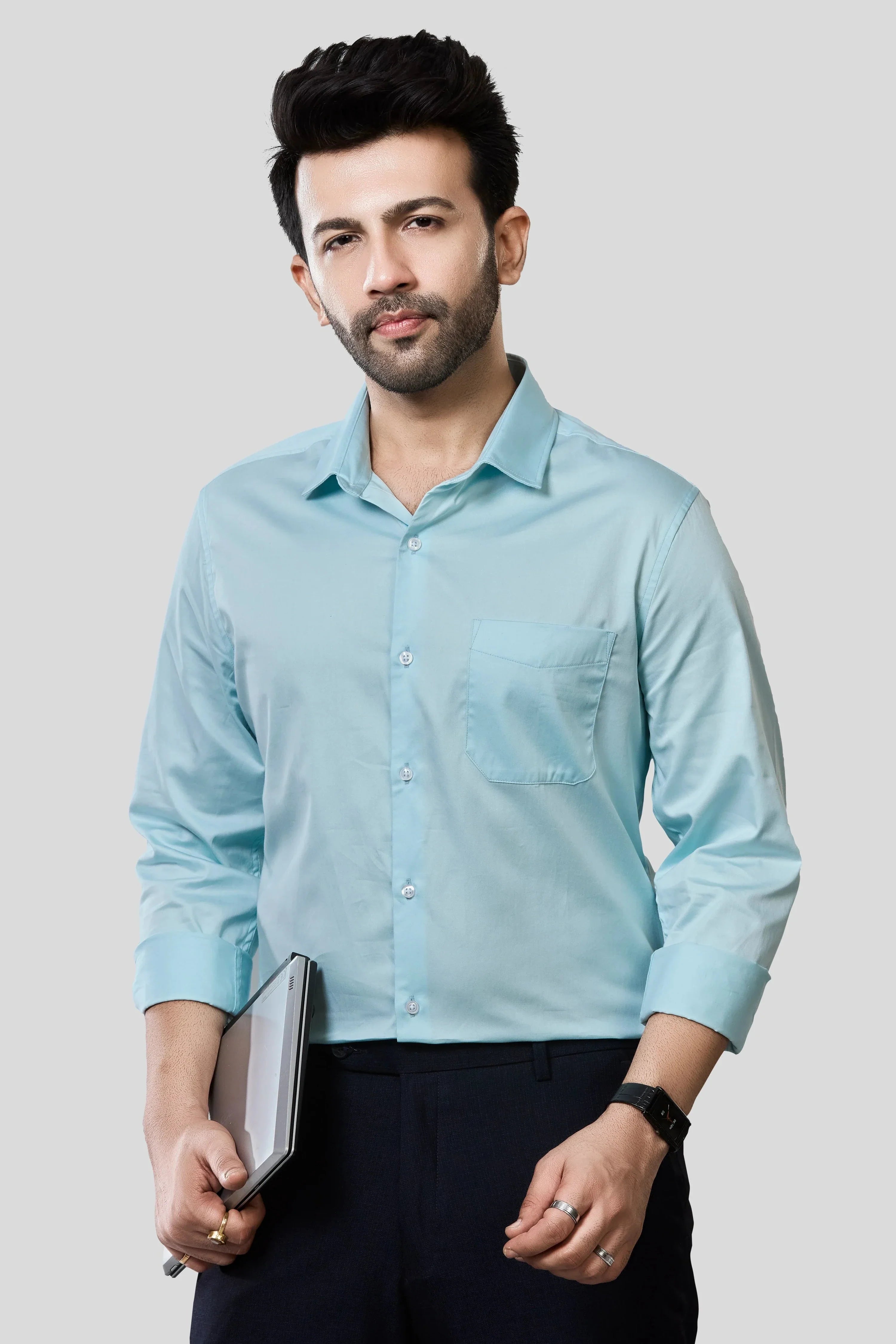 Jonesburg Men's Solid Slim Fit Formal Shirt | Grocsy