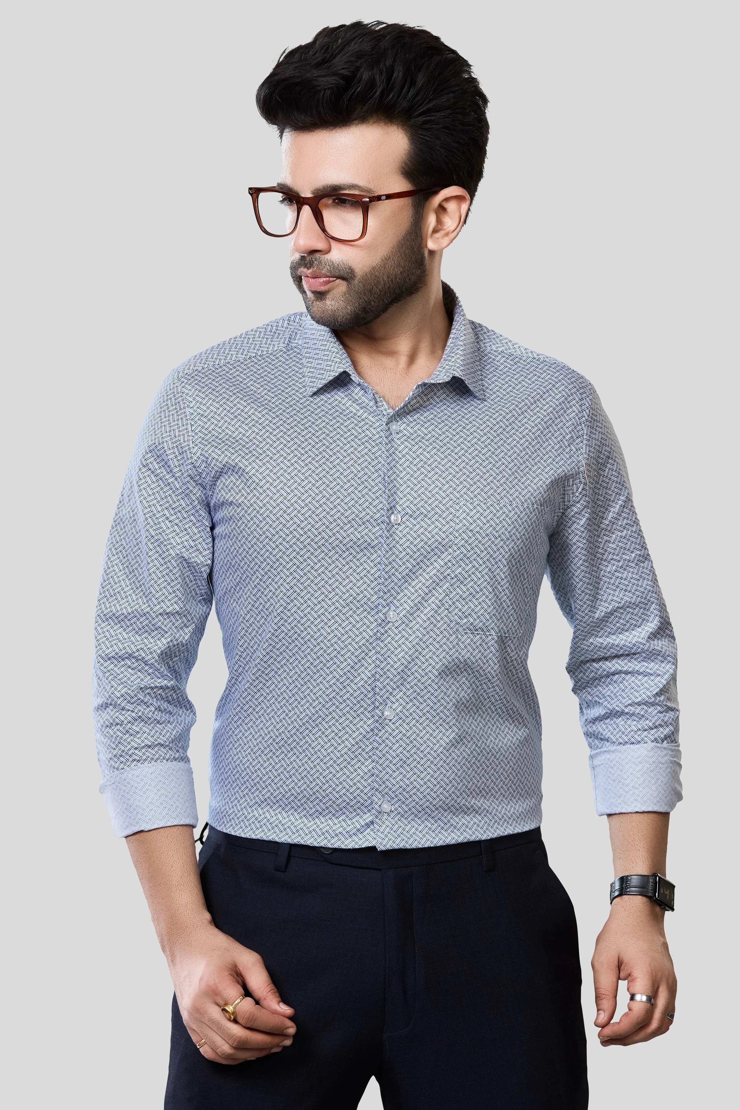 Jonesburg Men's Printed Slim Fit Formal Shirt | Grocsy