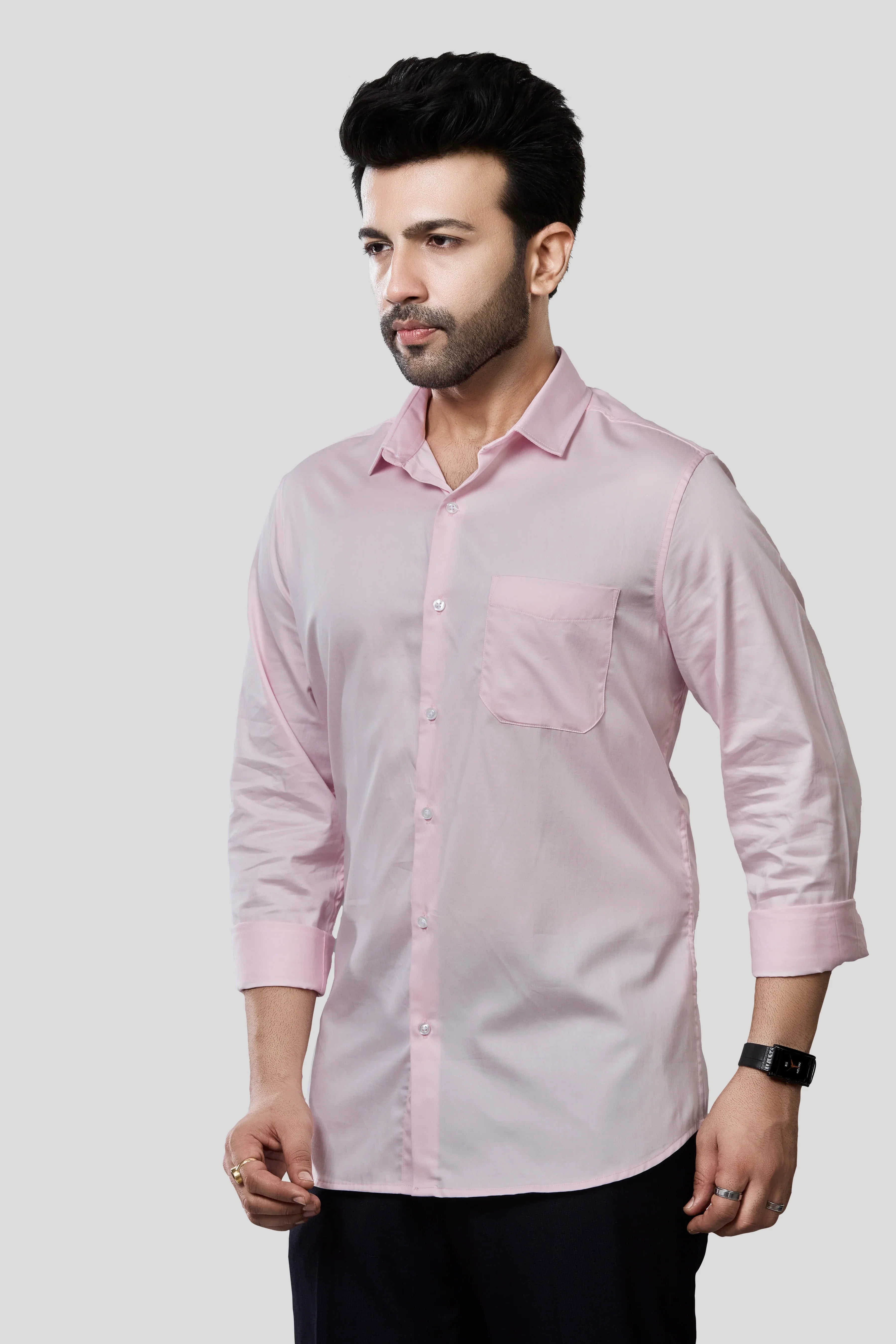 Jonesburg Men's Solid Slim Fit Formal Shirt | Grocsy