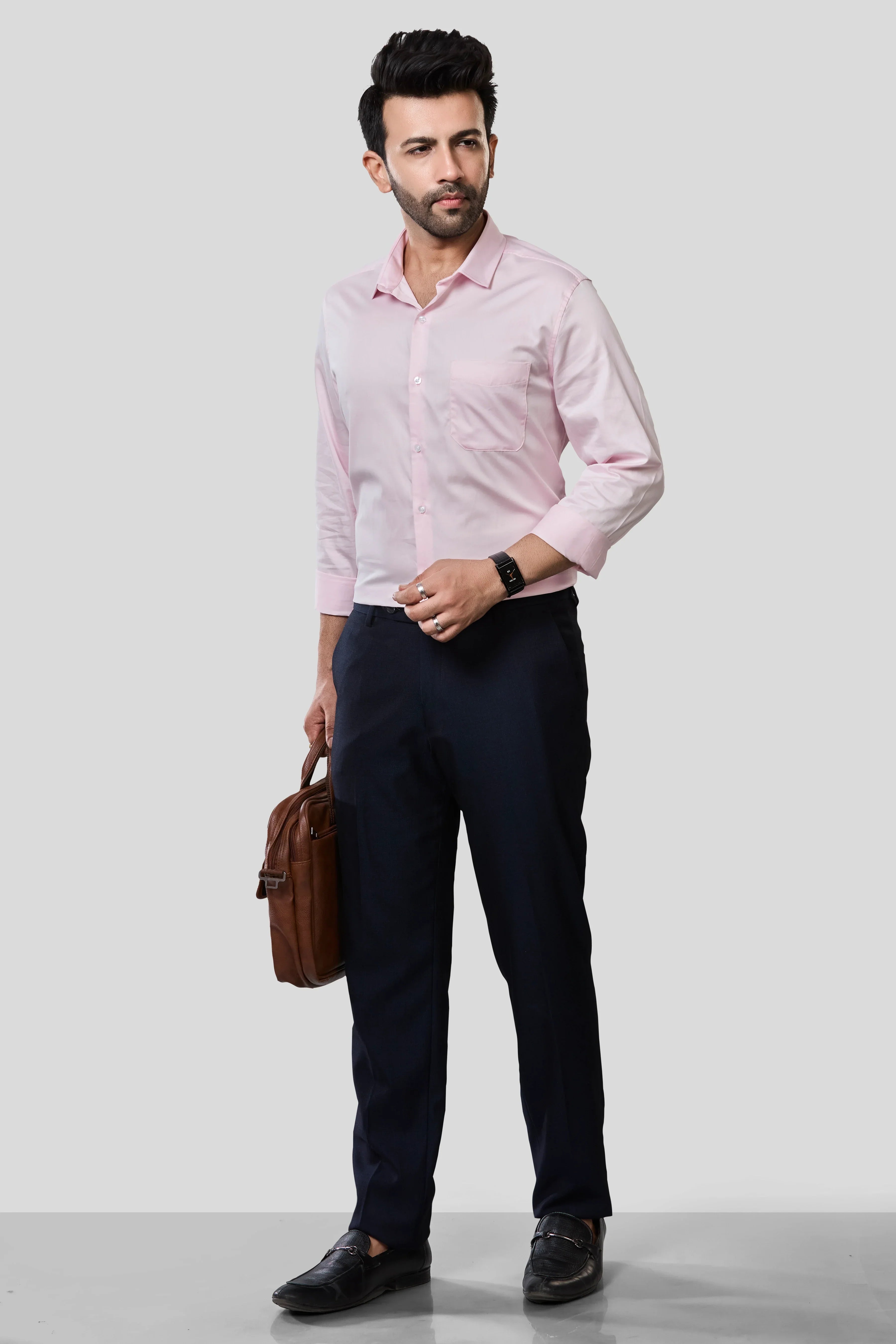 Jonesburg Men's Solid Slim Fit Formal Shirt | Grocsy
