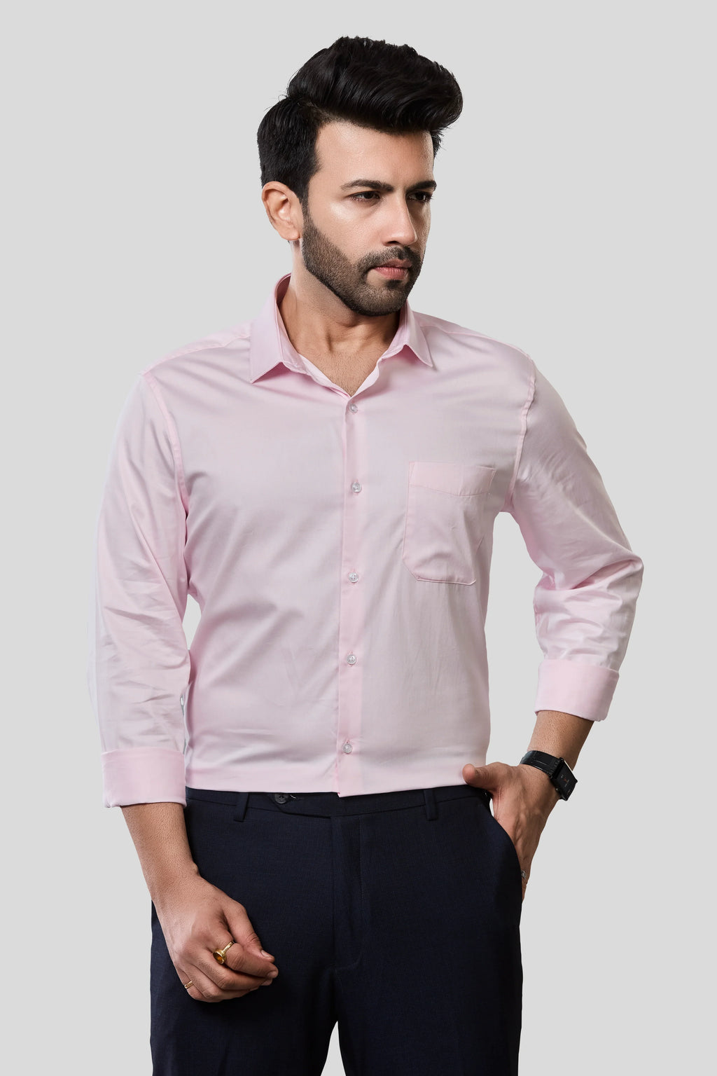 Jonesburg Men's Solid Slim Fit Formal Shirt | Grocsy