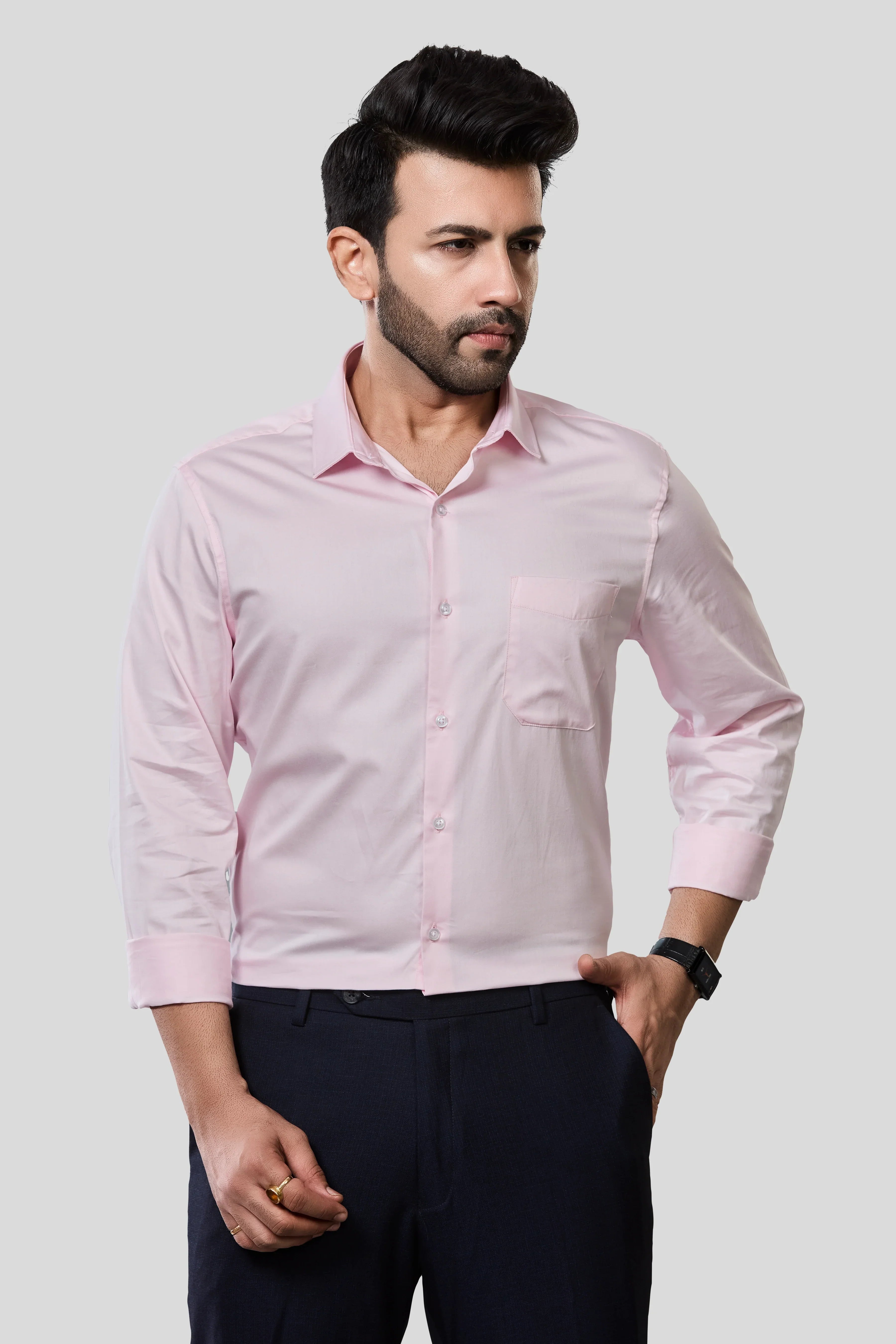 Jonesburg Men's Solid Slim Fit Formal Shirt | Grocsy