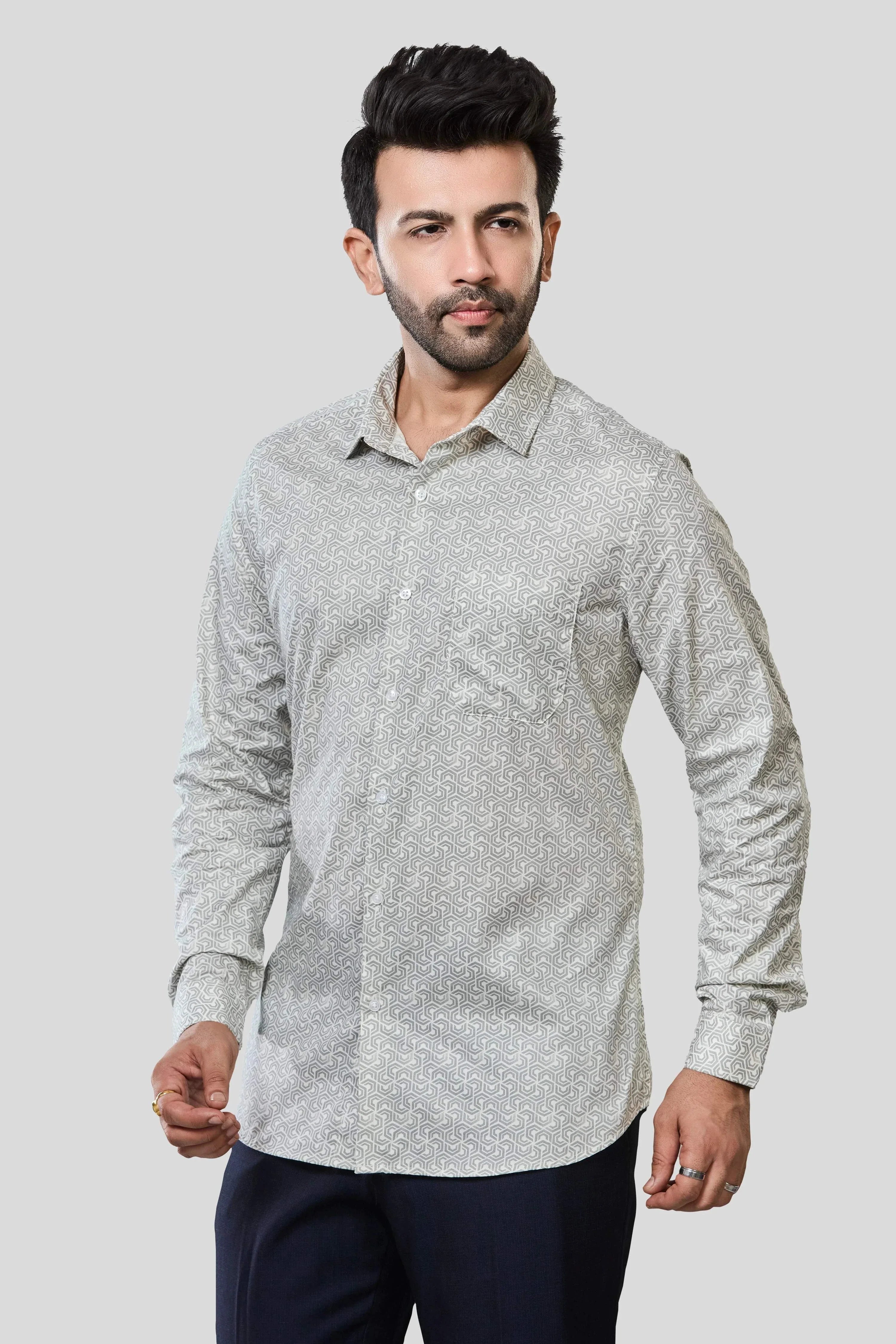 Jonesburg Men's Printed Slim Fit Formal Shirt | Grocsy