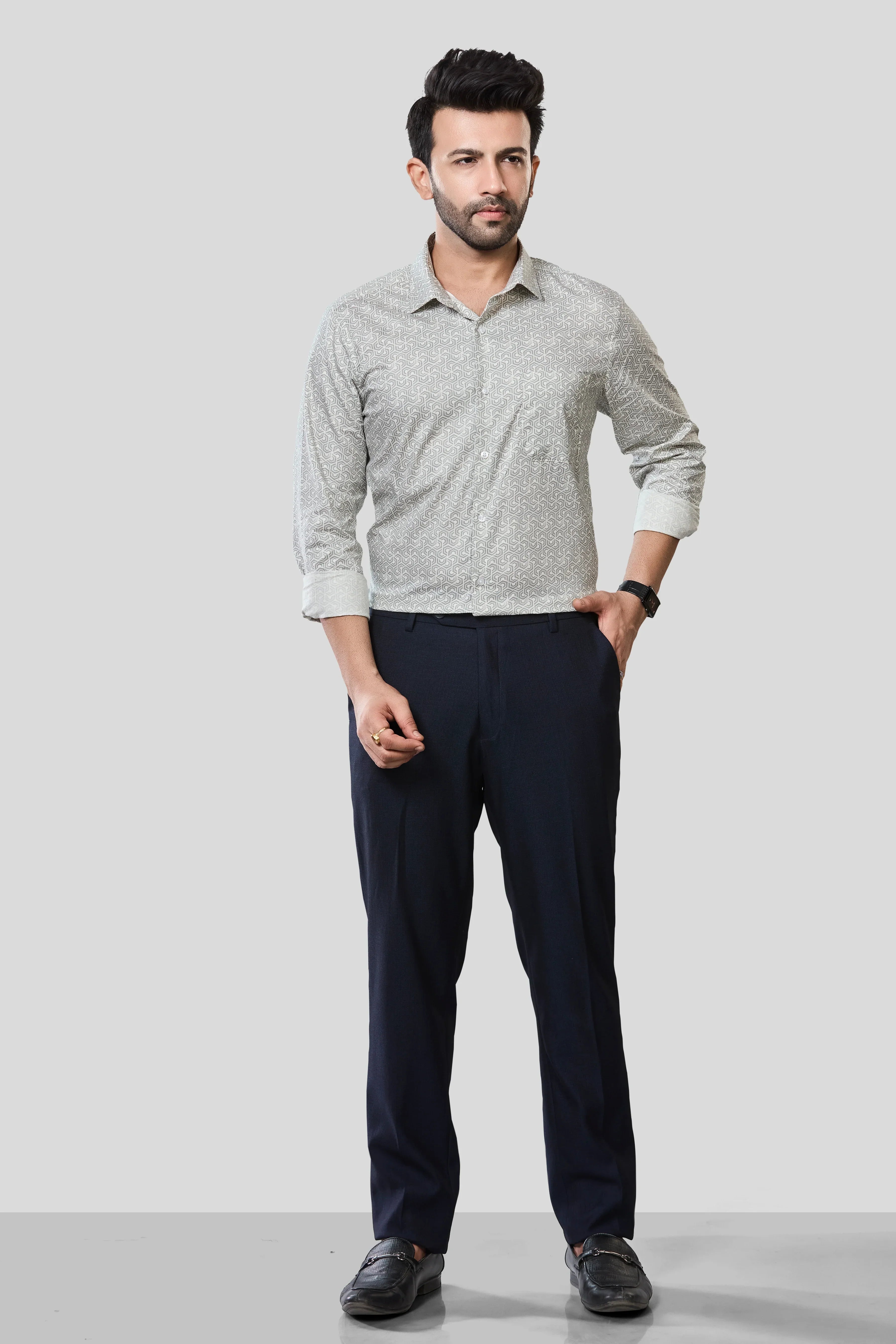 Jonesburg Men's Printed Slim Fit Formal Shirt | Grocsy