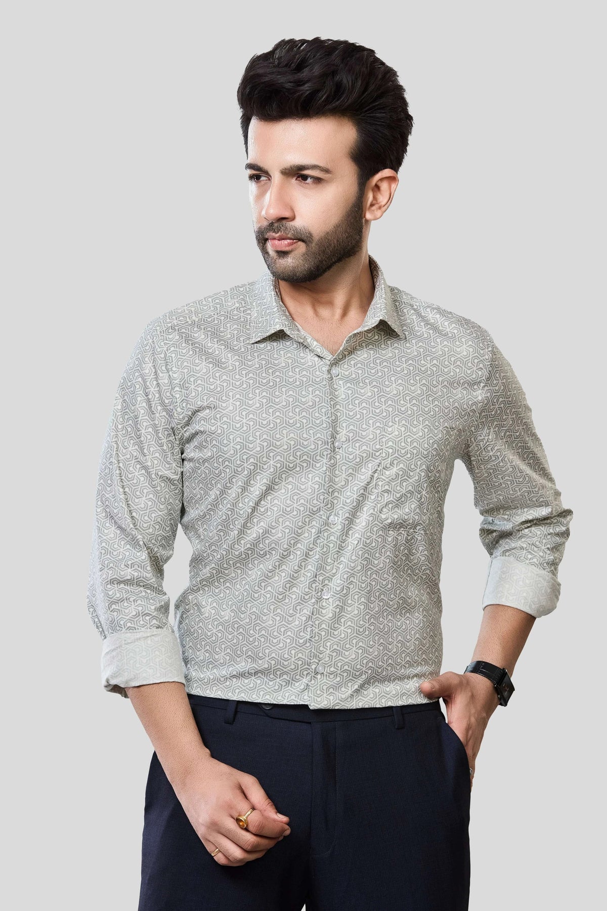 Jonesburg Men's Printed Slim Fit Formal Shirt | Grocsy