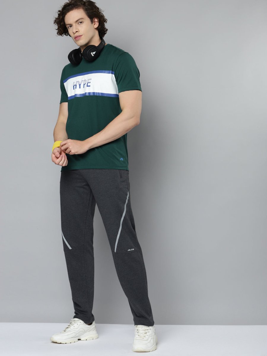 Alcis Men Green & White Typography Printed Slim Fit T-shirt | Grocsy