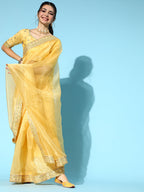 Saree Mall Solid Saree with Woven Design Border | Grocsy