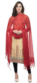 A R Silk Women's Cotton Self Design Red Regular Dupatta Plain Design | Grocsy