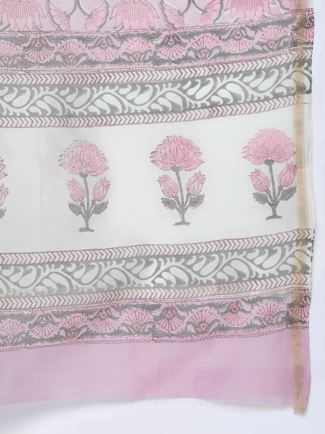 HERE&NOW Women Floral Printed Regular Pure Cotton Kurta with Palazzos & With Dupatta | Grocsy