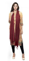 A R Silk Women's Cotton Self Design Dark Mehroon Regular Dupatta | Grocsy