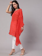 Aks Bandhani Printed Extended Sleeves Kaftan Kurta | Grocsy