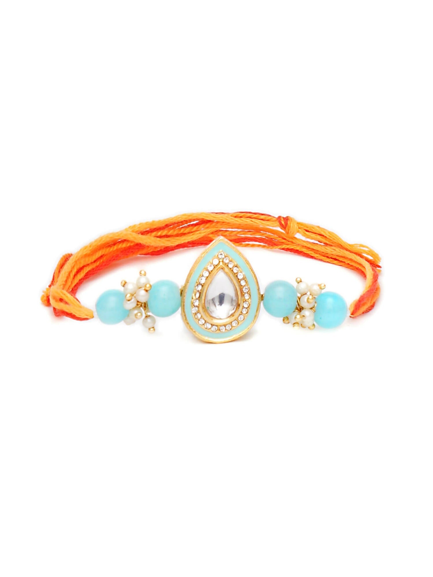 Designer kundan Rakhi - Ruby Raang | Grocsy