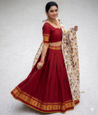 Teeya Creation Womens New Trendy Red Traditional Pleated Lehenga Choli Set with Floral Printed Dupatta and Contrast Zari Border Set | Grocsy
