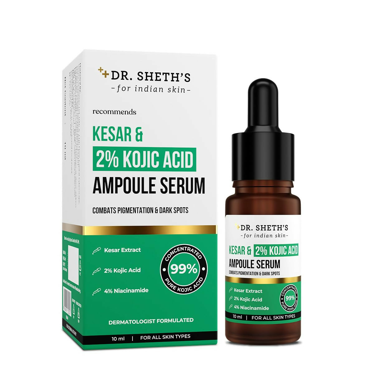 Dr. Sheth's Kesar & 2% Kojic Acid Ampoule Serum | Grocsy