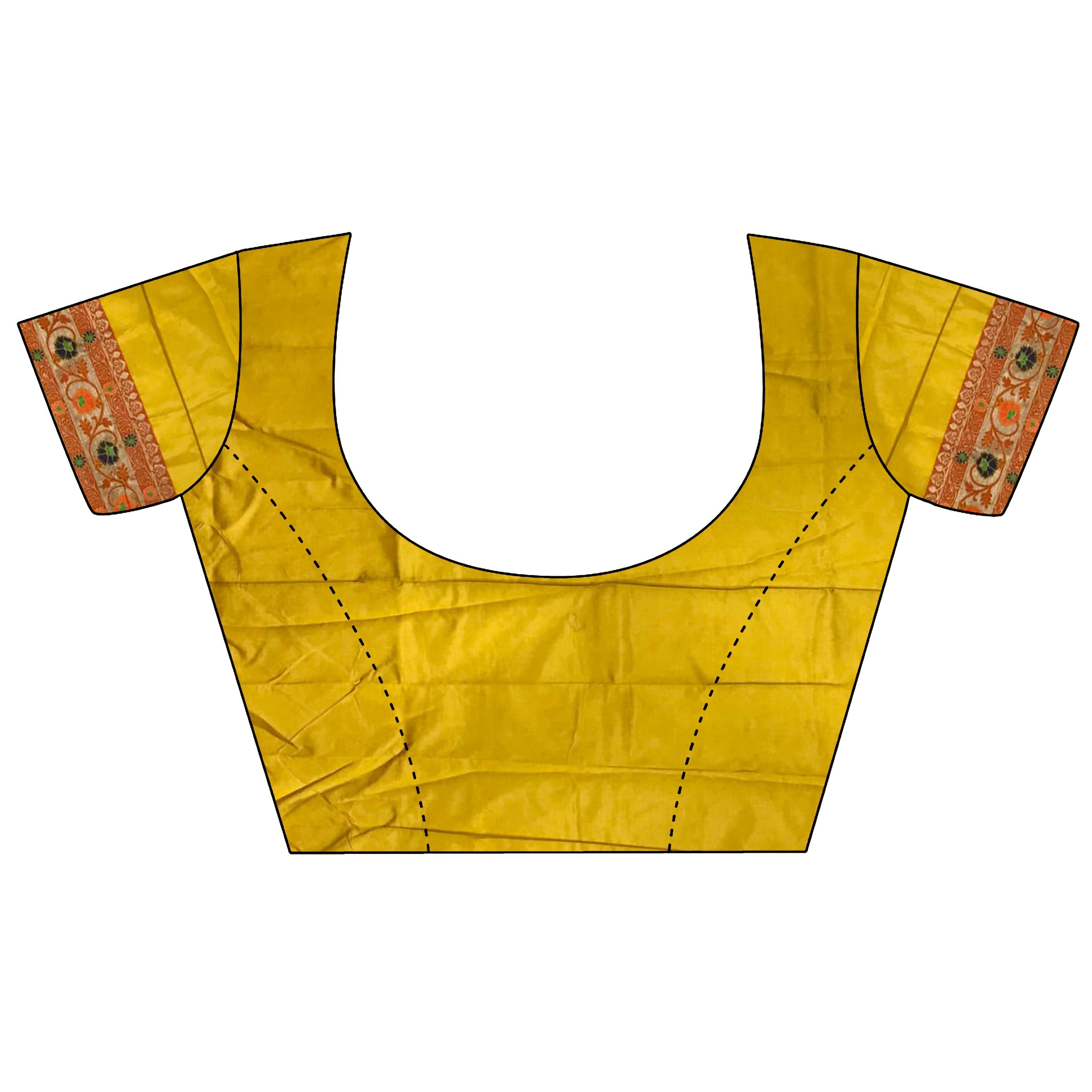 Joban Fashion Golden Yellow Banarasi Soft Silk Woven Saree | Grocsy