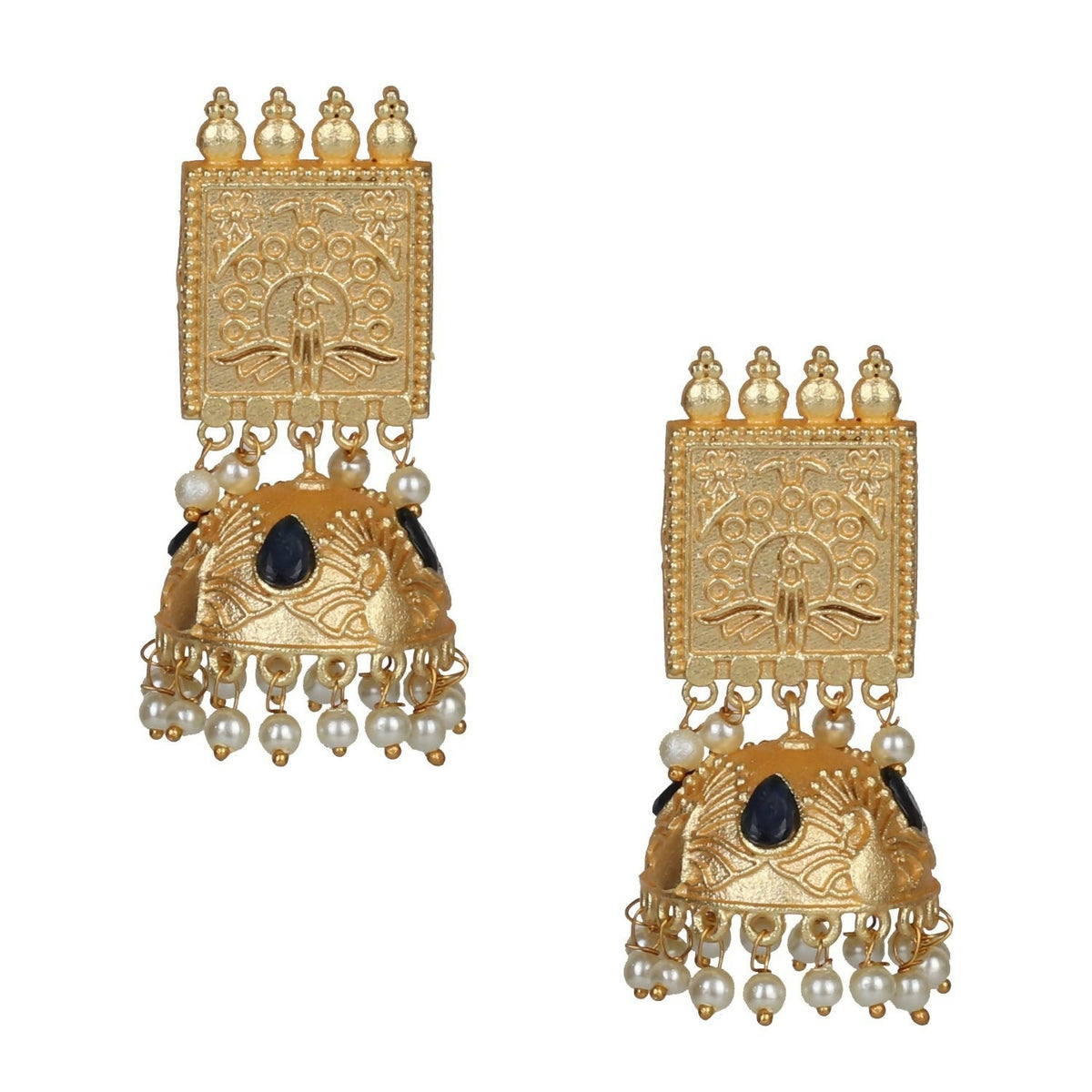 Joban Fashion Women Matte Gold Brass Jhumka | Grocsy