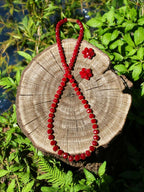 Inhanns Crystal Bloom – Single Line Necklace + Studs - Dark Red | Grocsy