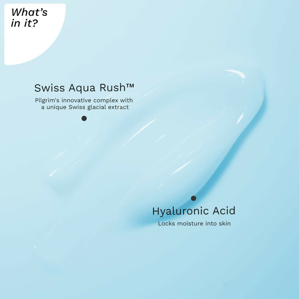 Pilgrim Swiss Aqua Rush 120H Moisturizer Strengthens skin barriers, Plump & glowing skin | Grocsy