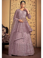 Myra Mauve Soft Net Heavy Embroidered Designer Lehenga | Grocsy