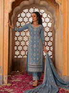 Embroidered & Lace Detailed Kurta With Pant & Embroidered Dupatta Luxury, Multicolor - Hiral Fashion | Grocsy