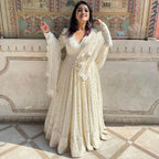 Yash Enterprise Off White Luckhnowi Sequins Work Party Wear Suit Set | Grocsy