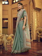 Myra Multicolour Gorgette Designer Saree | Grocsy