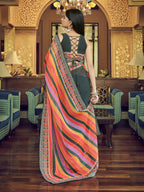 Myra Multicolour Gorgette Designer Saree | Grocsy