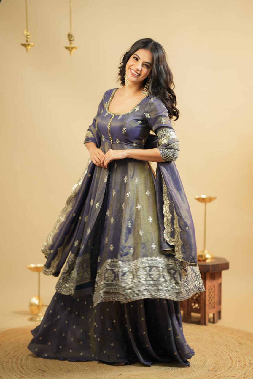 Yash Enterprise Light Purple Cosmo Silk Embroidery Suit Set | Grocsy