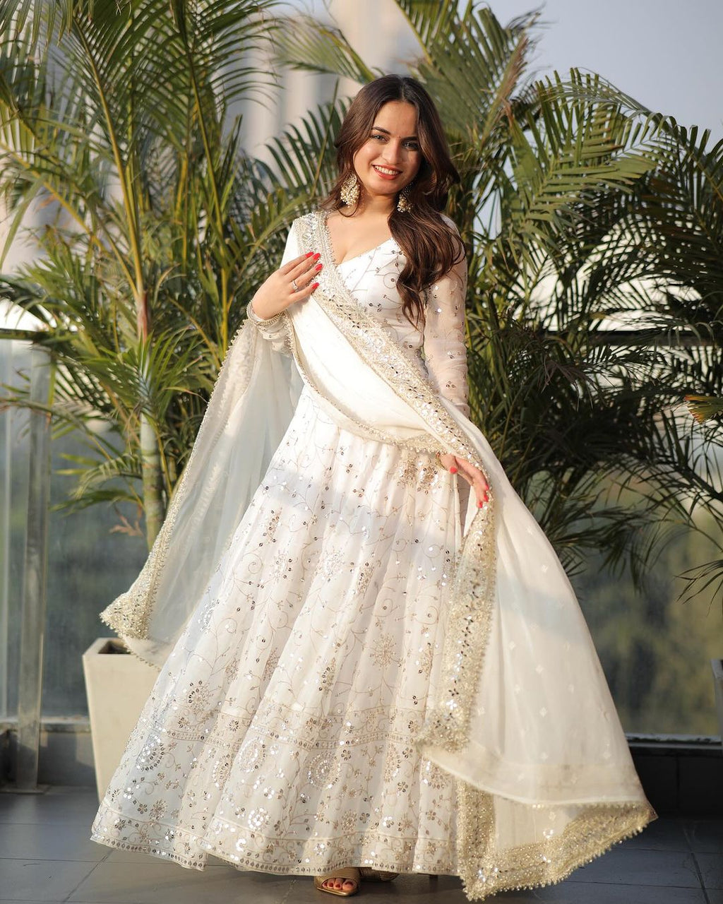 Yash Enterprise White Sequence Work Party Wear Suit Set | Grocsy