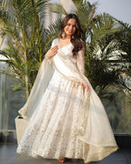 Yash Enterprise White Sequence Work Party Wear Suit Set | Grocsy