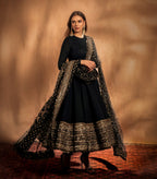 Yash Enterprise Black Rayon Cotton Embroidery Zari Sequins-Work Suit Set | Grocsy