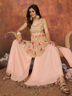 Myra Peach Georgette Embroidered Designer Suit | Grocsy