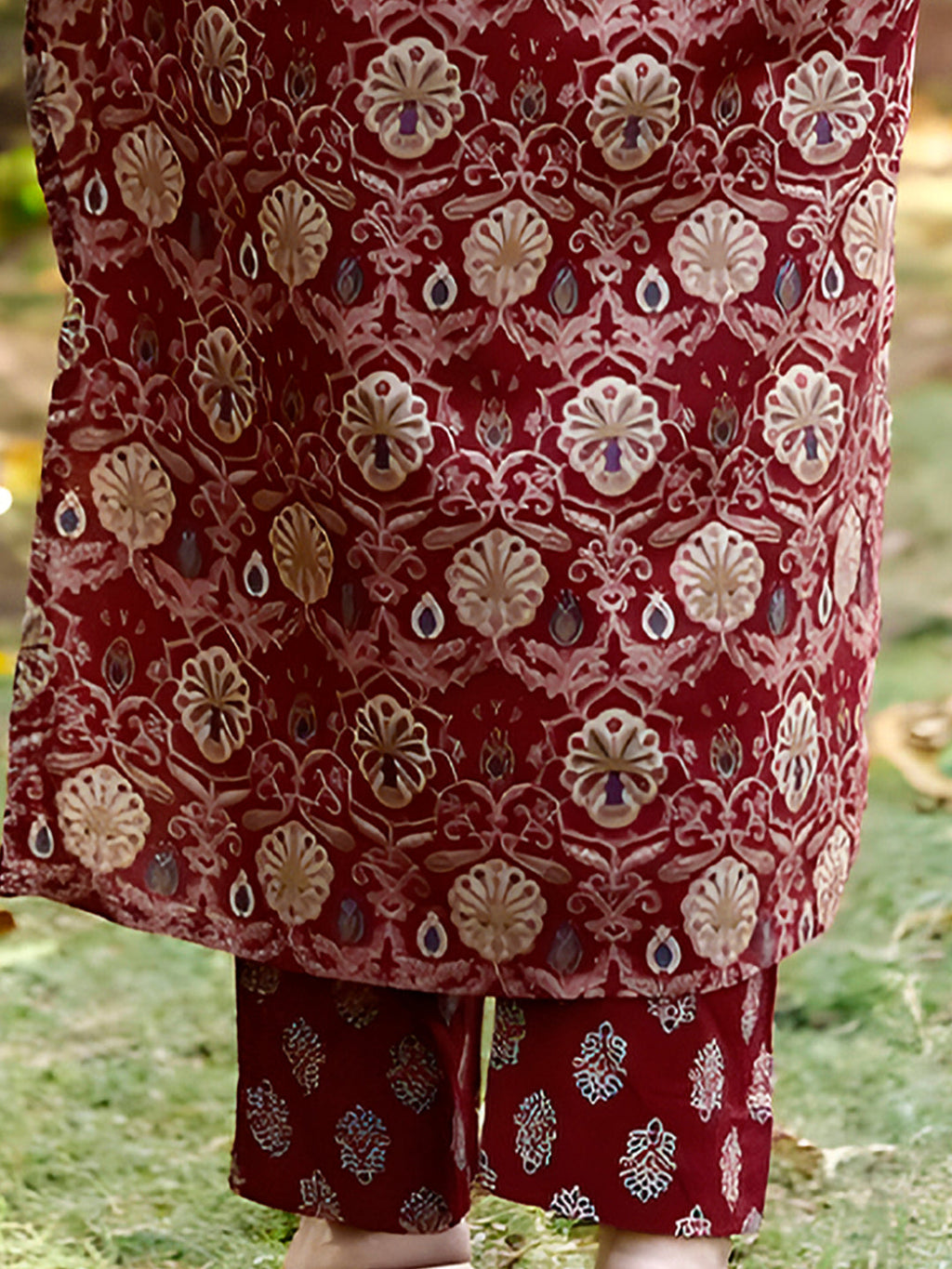 Hand Embroidered & Floral Printed Lace Detailed Kurta With Printed Pant & Dupatta Premium Luxury, Multicolor - Hiral Fashion | Grocsy