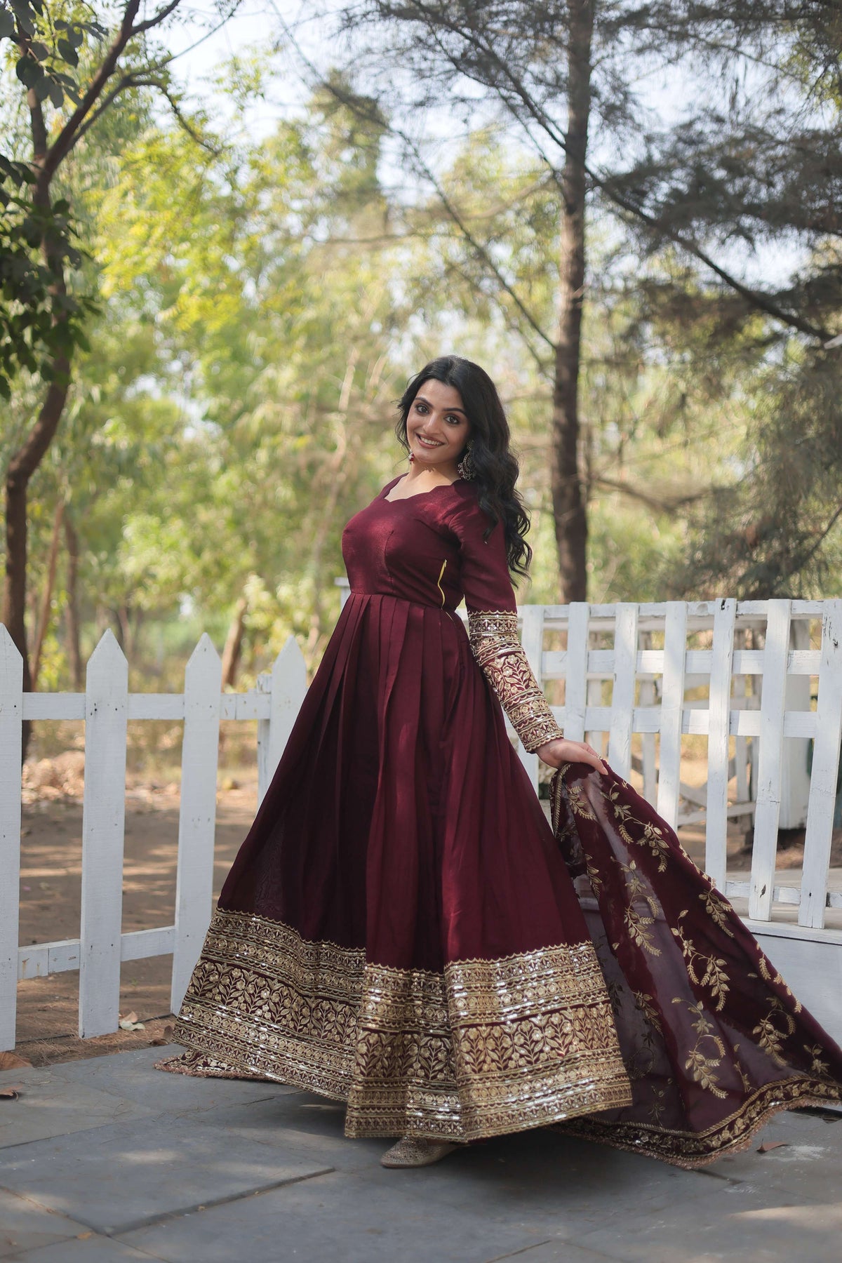 Yash Enterprise Dark Maroon Vichitra Shimmer With Rich Sequins Embroidered Work Party Wear Suit Set Stitched | Grocsy