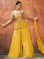Myra Yellow Georgette Embroidered Designer Suit | Grocsy