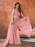 Myra Pink Georgette Embroidered Designer Suit | Grocsy