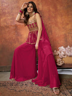 Myra Pink Georgette Embroidered Designer Suit | Grocsy