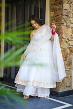 Yash Enterprise White Faux Georgette Party Wear Embroidery Suit Set | Grocsy