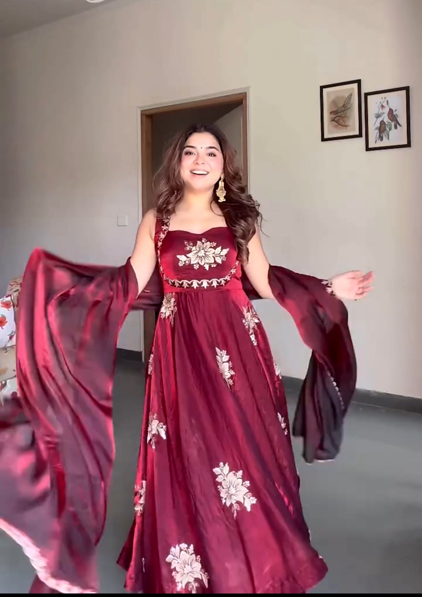 Yash Enterprise Maroon Fandy Silk Party Wear Embroidery Suit Set | Grocsy