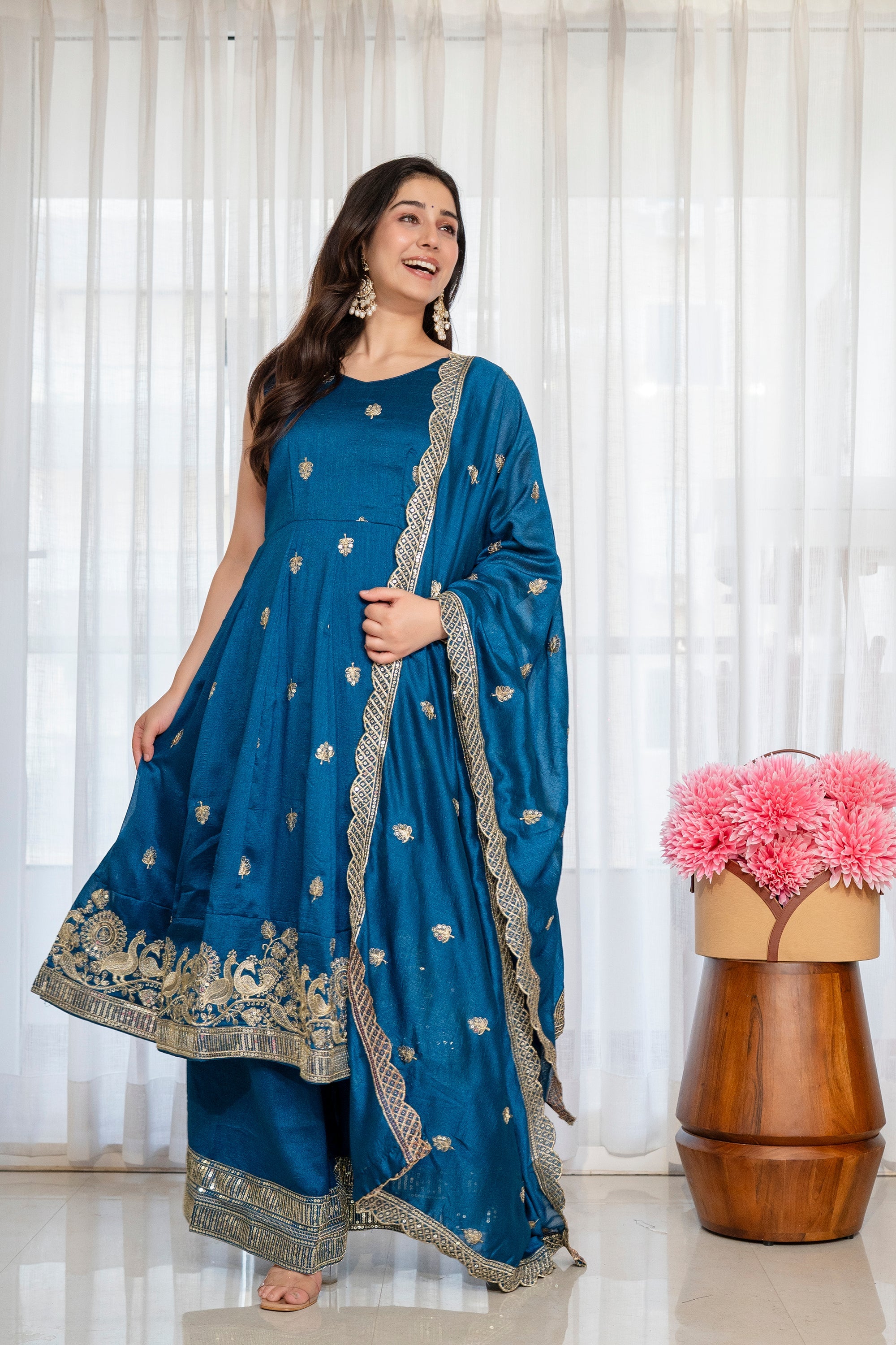 Yash Enterprise Rama Simmar Silk Party Wear Embroidery Suit Set | Grocsy