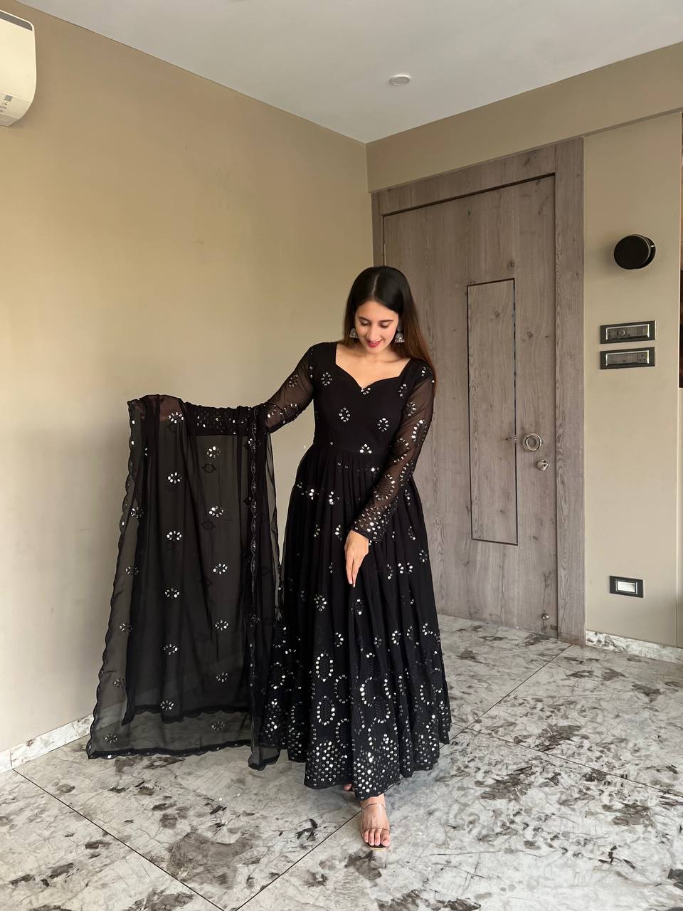 Yash Enterprise Black Georgette Anarkali Suit In New Fancy Style | Grocsy