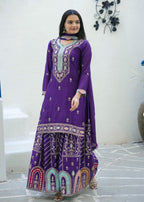 Yash Enterprise Embroidered Chinon With Sequence Blue Readymade Salwar Suit | Grocsy