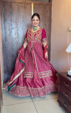 Yash Enterprise Pink Chinon Silk Party Wear Embroidery Suit Set | Grocsy